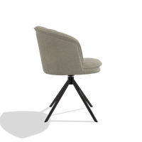 Dining Chair Lena 6581 in Rhythm 05 fabric (greige), black swivel base, side view