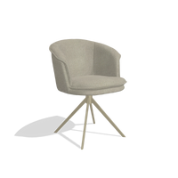 Dining Chair Lena 6581 in Rhythm 05 fabric (greige), champagne swivel base, angled view