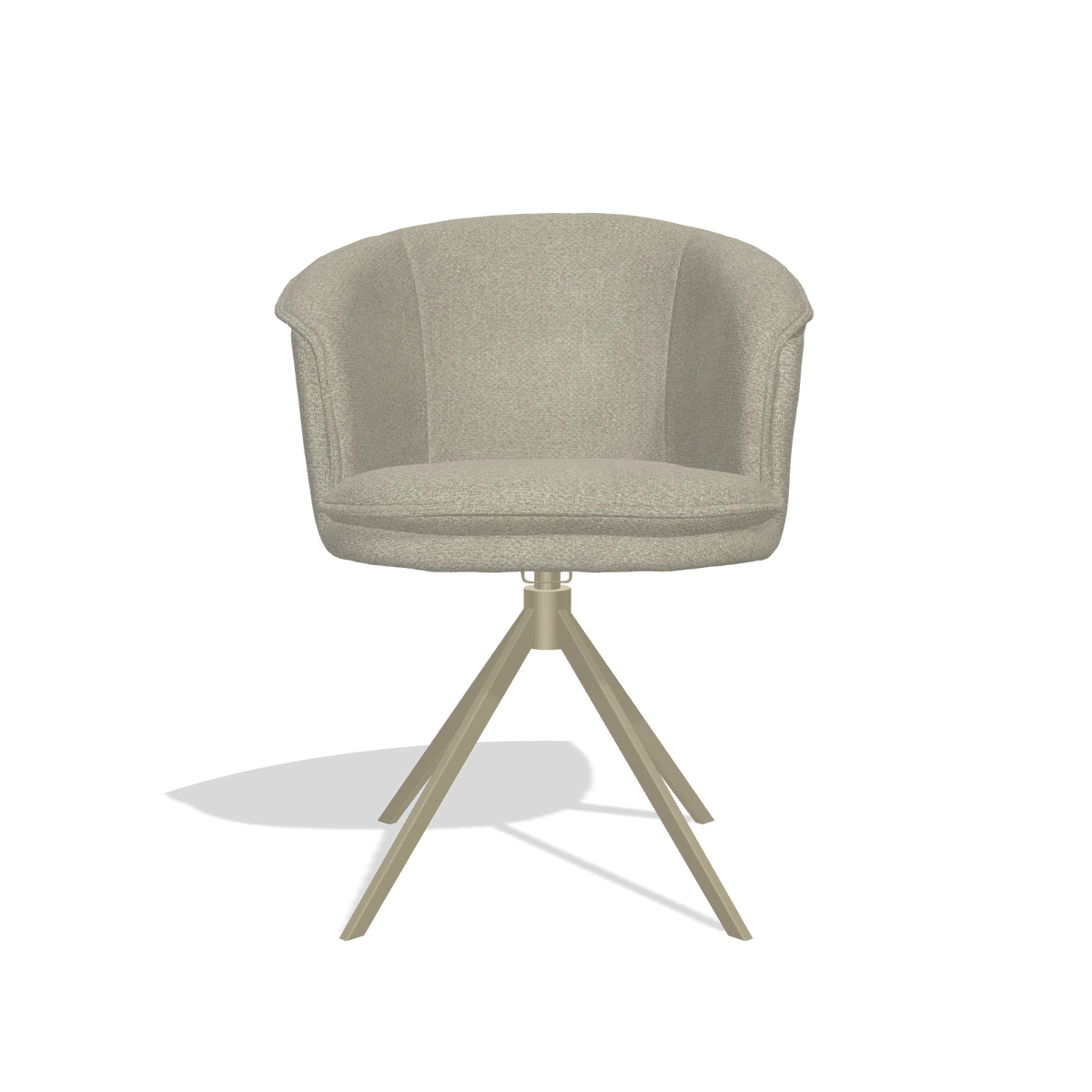 Dining Chair Lena 6581 in Rhythm 05 fabric (greige), champagne swivel base, front view