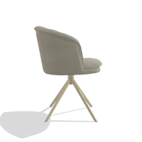 Dining Chair Lena 6581 in Rhythm 05 fabric (greige), champagne swivel base, side view
