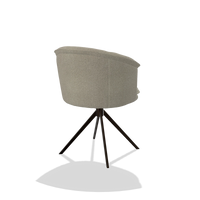Dining Chair Lena 6581 in Rhythm 05 fabric (greige), espresso swivel base, back angled view