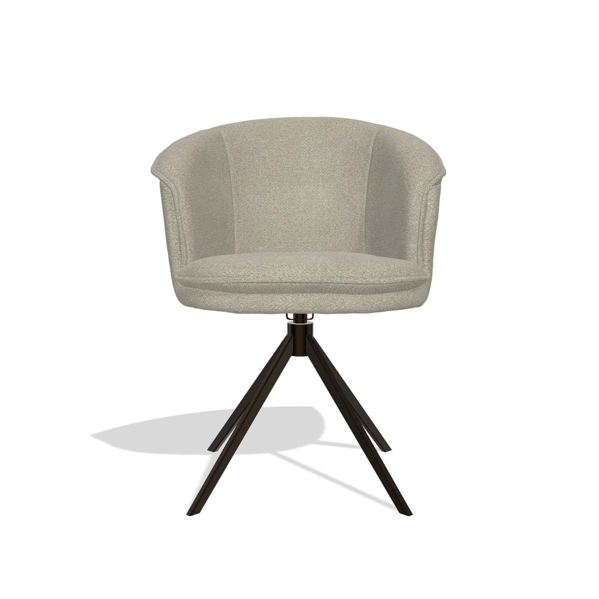 Dining Chair Lena 6581 in Rhythm 05 fabric (greige), espresso swivel base, front view