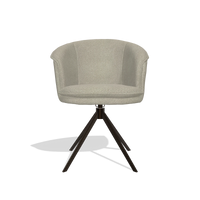 Dining Chair Lena 6581 in Rhythm 05 fabric (greige), espresso swivel base, front view