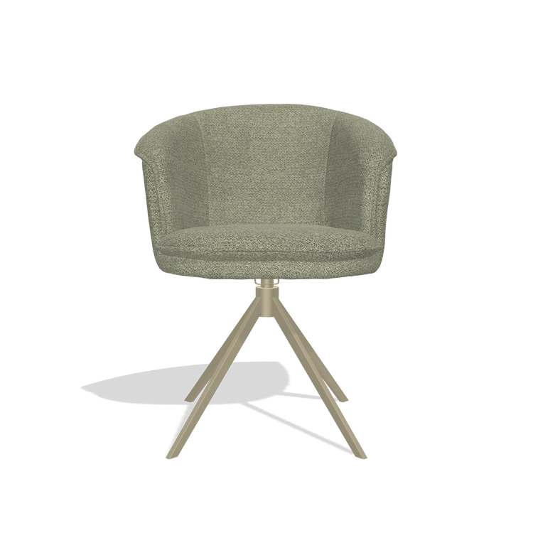 Dining Chair Lena 6581 in Rhythm 206 fabric (taupe), champagne swivel base, front view