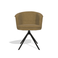 Silla de comedor Lena 6581 en tela San Remo 401 (oliva), base giratoria en negro, vista frontal