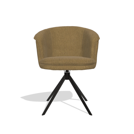 Chaise de salle à manger Lena 6581 en tissu San Remo 401 (olive), pied pivotant en noir, vue de face