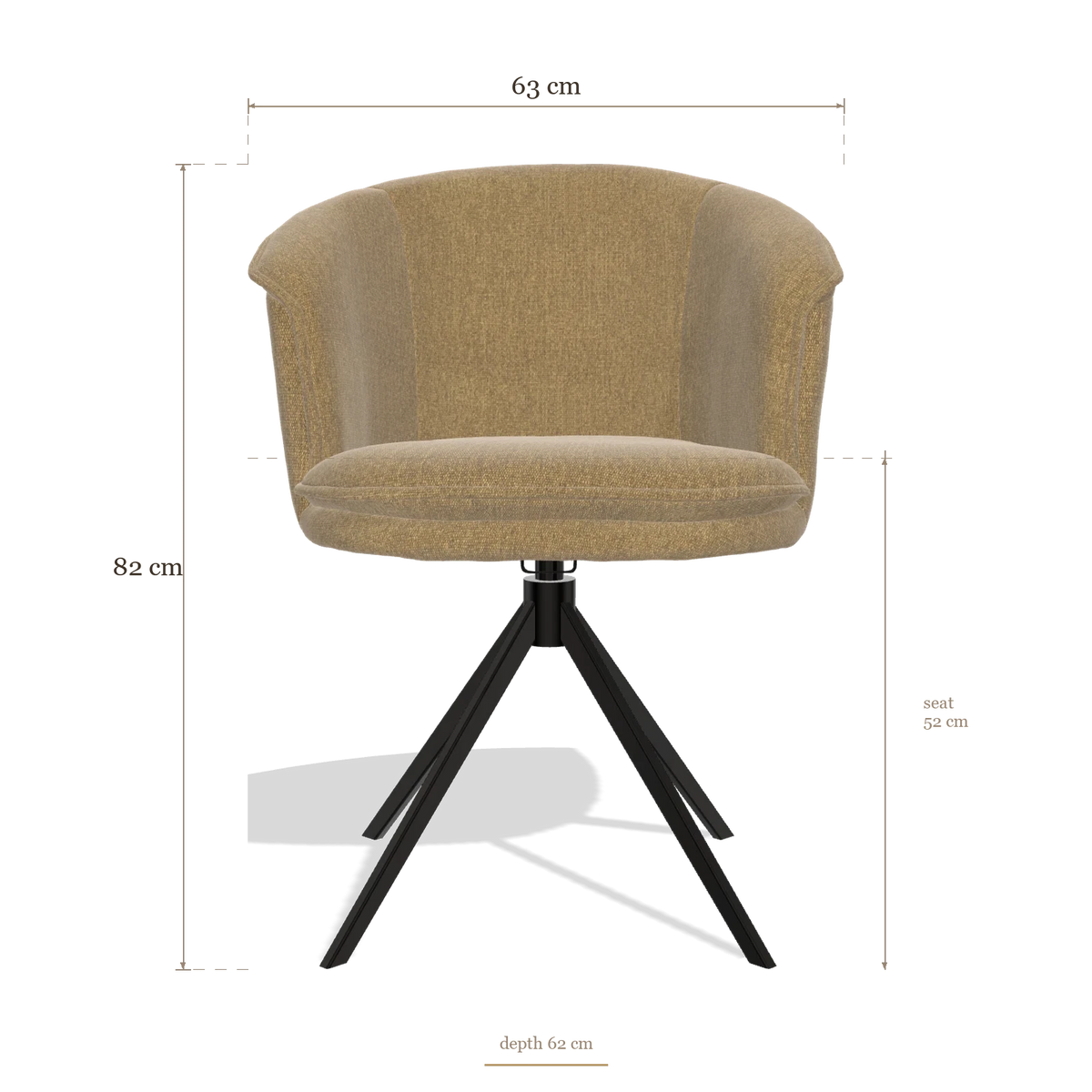 Silla de comedor Lena 6581, medidas 63 x 62 x 82 cm