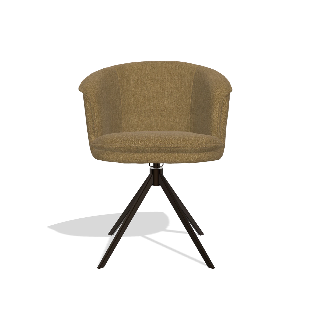 Silla de comedor Lena 6581 en tela San Remo 401 (oliva), base giratoria en espresso, vista frontal