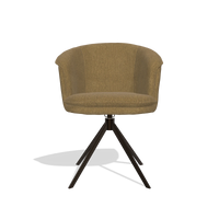 Silla de comedor Lena 6581 en tela San Remo 401 (oliva), base giratoria en espresso, vista frontal