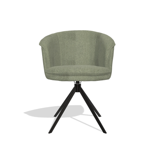 Chaise de salle à manger Lena 6581 en tissu San Remo 500 (taupe), pied pivotant en noir, vue de face