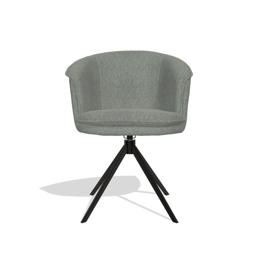 Chaise de salle à manger Lena 6581 en tissu San Remo 502 (taupe), pied pivotant en noir, vue de face
