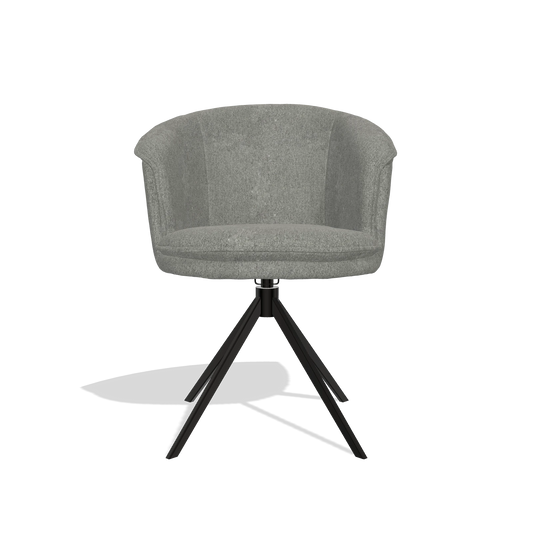 Chaise de salle à manger Lena 6581 en tissu San Remo 802 (taupe), pied pivotant en noir, vue de face