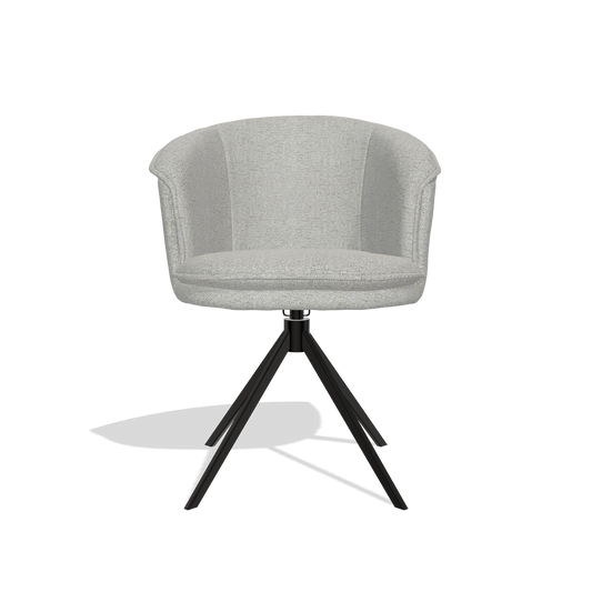 Chaise de salle à manger Lena 6581 en tissu Sneak 05 (grège), pied pivotant en noir, vue de face