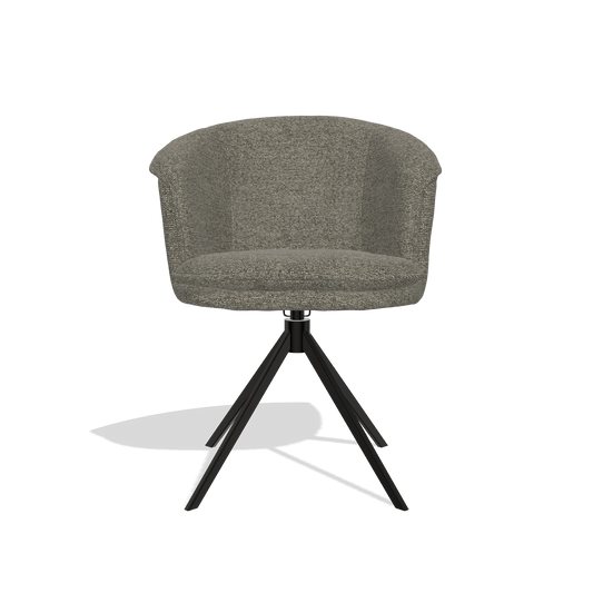 Chaise de salle à manger Lena 6581 en tissu Sneak 10 (gris foncé), pied pivotant en noir, vue de face