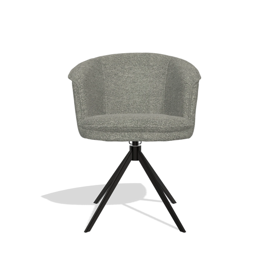 Chaise de salle à manger Lena 6581 en tissu Sneak 149 (taupe), pied pivotant en noir, vue de face