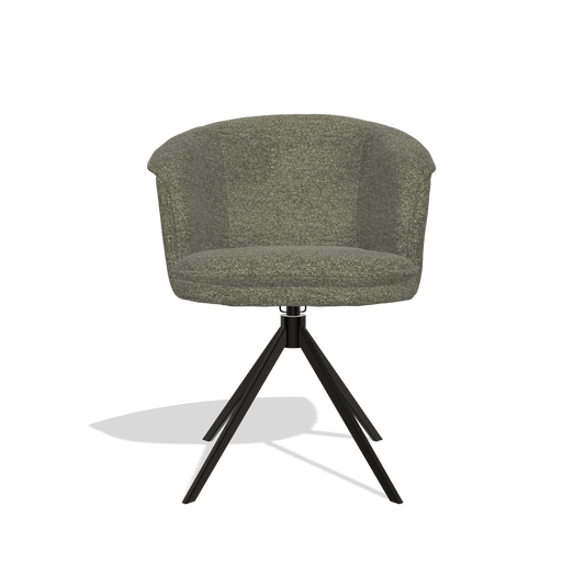 Chaise de salle à manger Lena 6581 en tissu Sneak 59 (gris foncé), pied pivotant en noir, vue de face