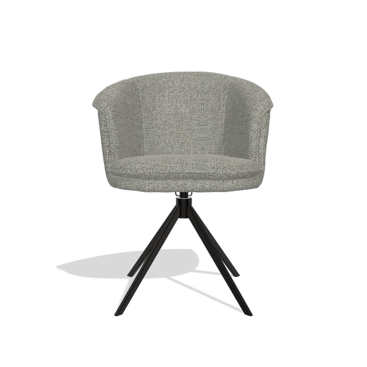 Chaise de salle à manger Lena 6581 en tissu Taurus 65 (taupe), pied pivotant en noir, vue de face