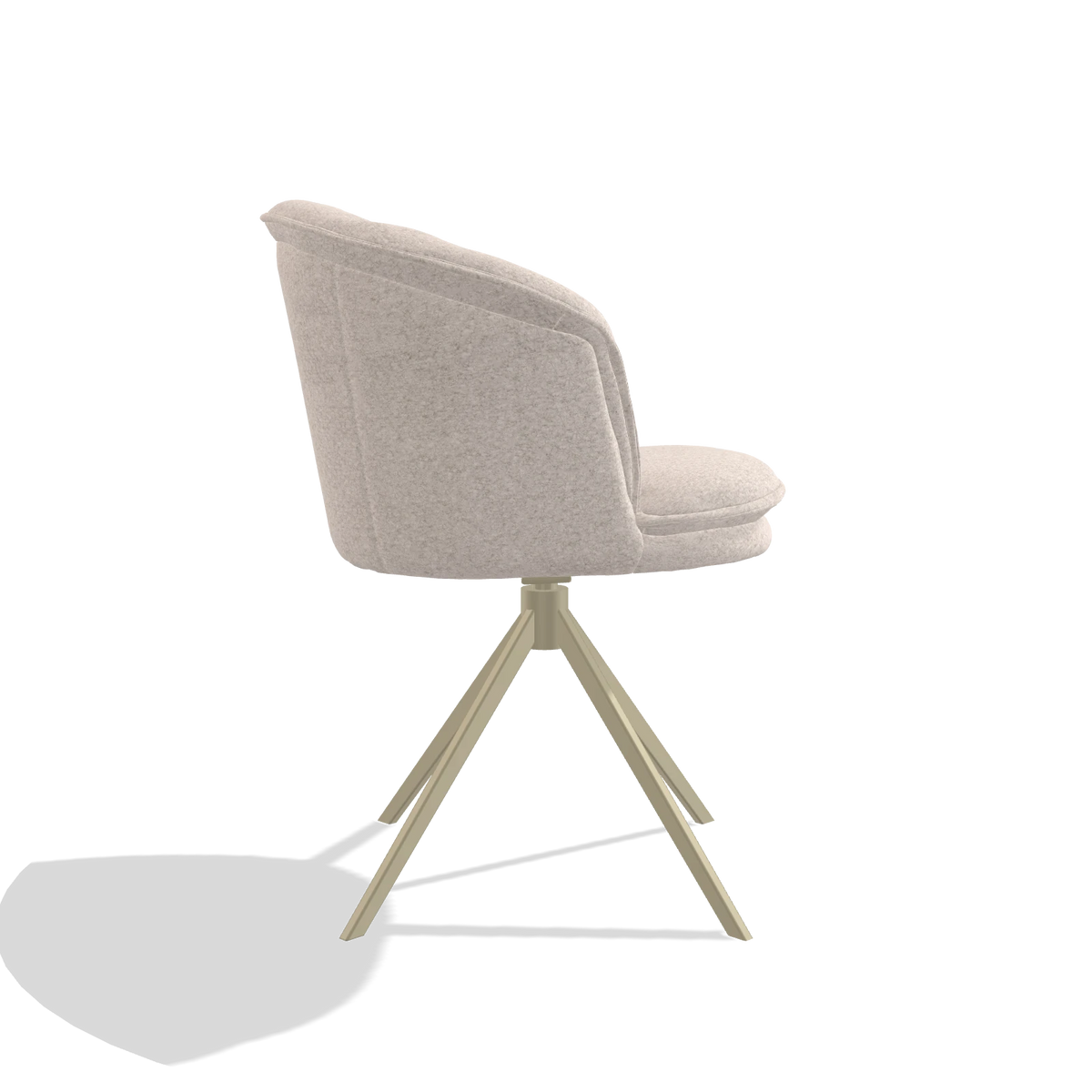 Dining Chair Lena 6581 in Venga 102 fabric (light grey), champagne swivel base, side view