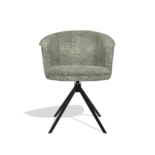 Chaise de salle à manger Lena 6581 en tissu Venga 156 (taupe), pied pivotant en noir, vue de face
