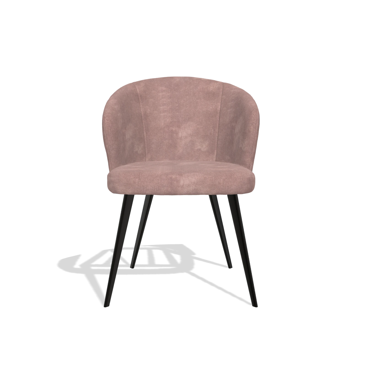 Silla de comedor Lisette 6599 en tela Adore 200 (topo), patas en negro, vista frontal