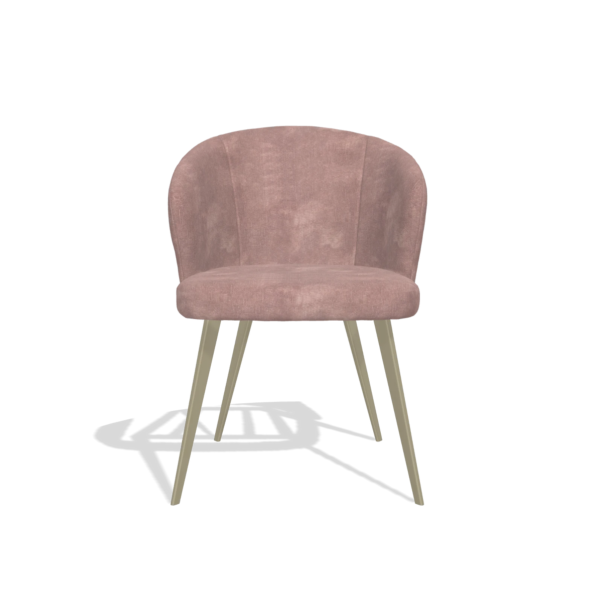 Silla de comedor Lisette 6599 en tela Adore 200 (topo), patas en champán, vista frontal