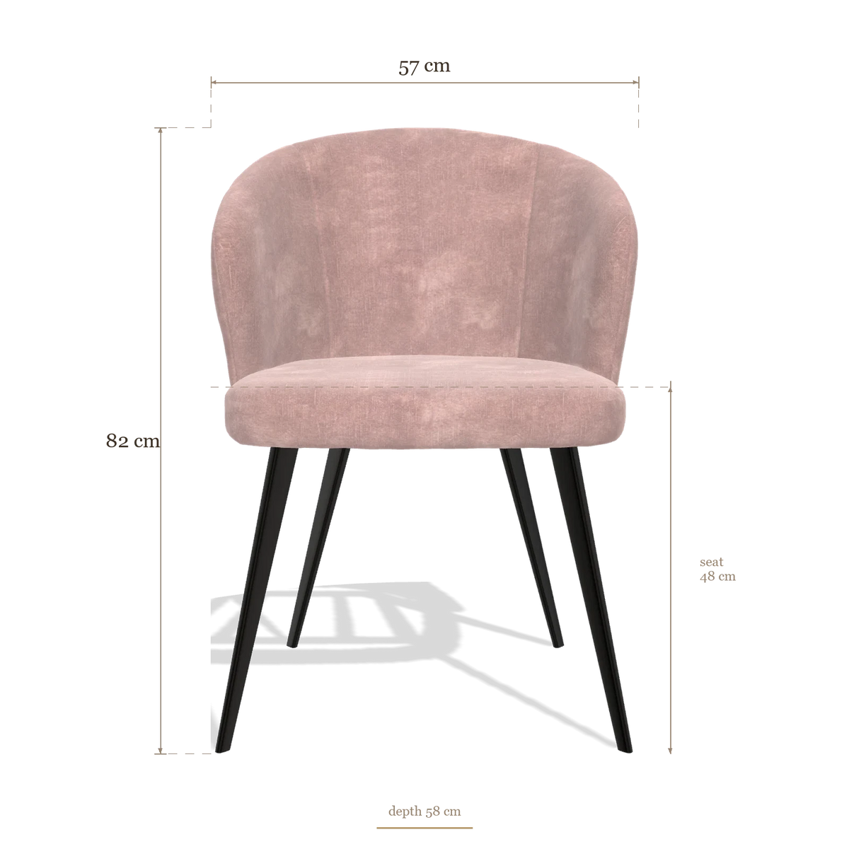 Silla de comedor Lisette 6599, medidas 57 x 58 x 82 cm