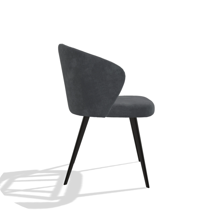 Esszimmerstuhl Lisette 6599 in Stoff Adore 56 (Anthrazit), Beine in Schwarz, Seitenansicht