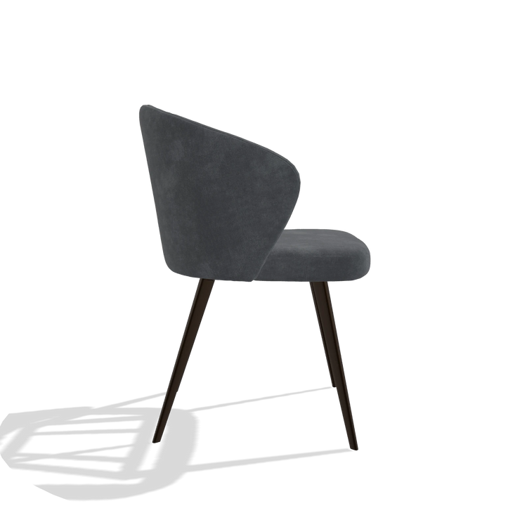 Esszimmerstuhl Lisette 6599 in Stoff Adore 56 (Anthrazit), Beine in Espresso, Seitenansicht