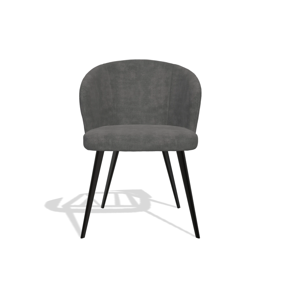 Chaise de salle à manger Lisette 6599 en tissu Adore 68 (gris foncé), pieds en noir, vue de face