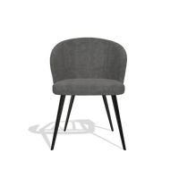 Chaise de salle à manger Lisette 6599 en tissu Adore 68 (gris foncé), pieds en noir, vue de face