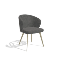Chaise de salle à manger Lisette 6599 en tissu Adore 68 (gris foncé), pieds en champagne, vue de trois-quarts