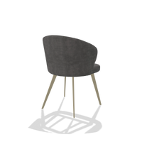 Chaise de salle à manger Lisette 6599 en tissu Adore 68 (gris foncé), pieds en champagne, vue de trois-quarts arrière