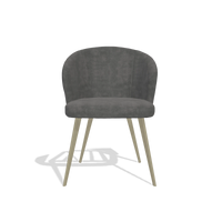 Chaise de salle à manger Lisette 6599 en tissu Adore 68 (gris foncé), pieds en champagne, vue de face