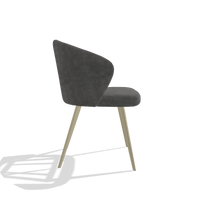 Chaise de salle à manger Lisette 6599 en tissu Adore 68 (gris foncé), pieds en champagne, vue de profil