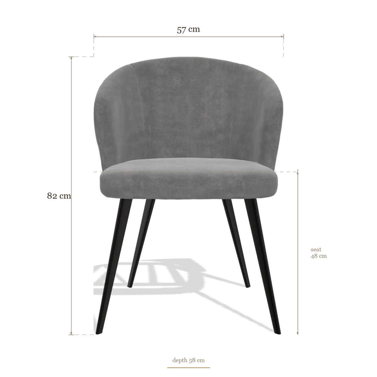 Chaise de salle à manger Lisette 6599, dimensions 57 x 58 x 82 cm