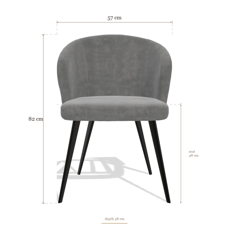 Chaise de salle à manger Lisette 6599, dimensions 57 x 58 x 82 cm