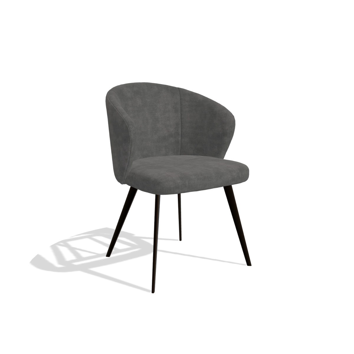 Chaise de salle à manger Lisette 6599 en tissu Adore 68 (gris foncé), pieds en espresso, vue de trois-quarts