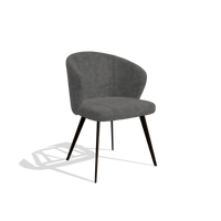 Chaise de salle à manger Lisette 6599 en tissu Adore 68 (gris foncé), pieds en espresso, vue de trois-quarts