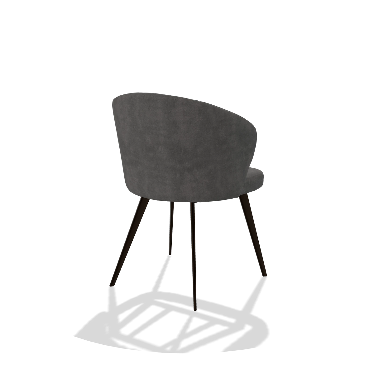 Chaise de salle à manger Lisette 6599 en tissu Adore 68 (gris foncé), pieds en espresso, vue de trois-quarts arrière