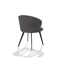 Chaise de salle à manger Lisette 6599 en tissu Adore 68 (gris foncé), pieds en espresso, vue de trois-quarts arrière