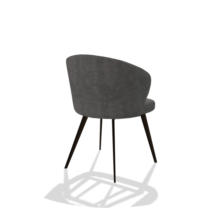 Chaise de salle à manger Lisette 6599 en tissu Adore 68 (gris foncé), pieds en espresso, vue de trois-quarts arrière