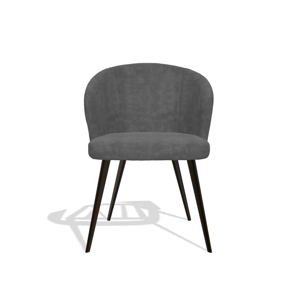 Chaise de salle à manger Lisette 6599 en tissu Adore 68 (gris foncé), pieds en espresso, vue de face