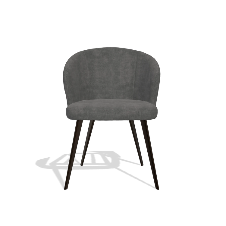 Chaise de salle à manger Lisette 6599 en tissu Adore 68 (gris foncé), pieds en espresso, vue de face