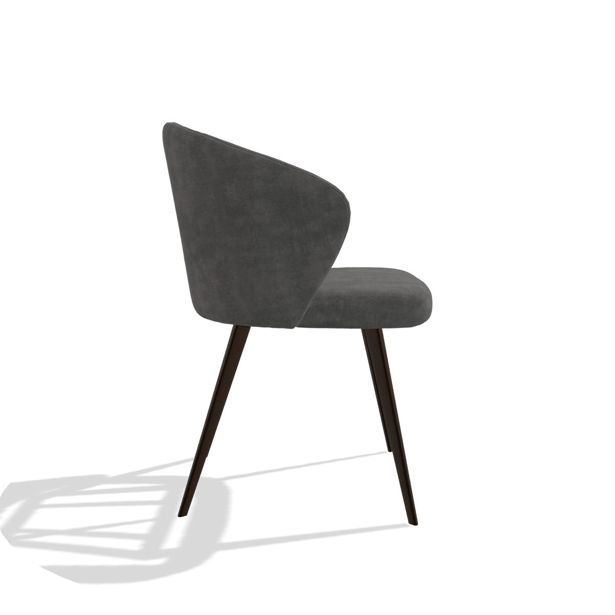 Chaise de salle à manger Lisette 6599 en tissu Adore 68 (gris foncé), pieds en espresso, vue de profil