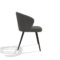 Chaise de salle à manger Lisette 6599 en tissu Adore 68 (gris foncé), pieds en espresso, vue de profil