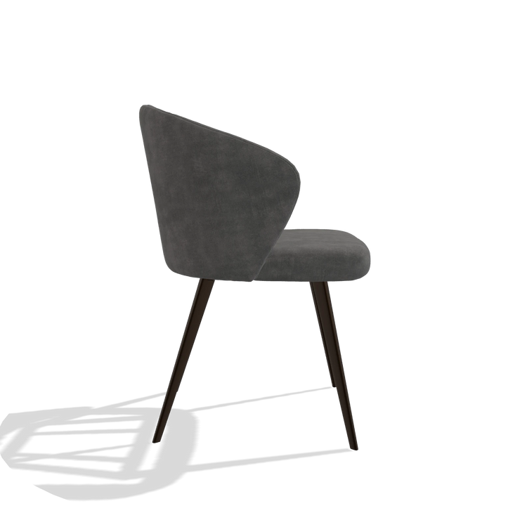 Chaise de salle à manger Lisette 6599 en tissu Adore 68 (gris foncé), pieds en espresso, vue de profil