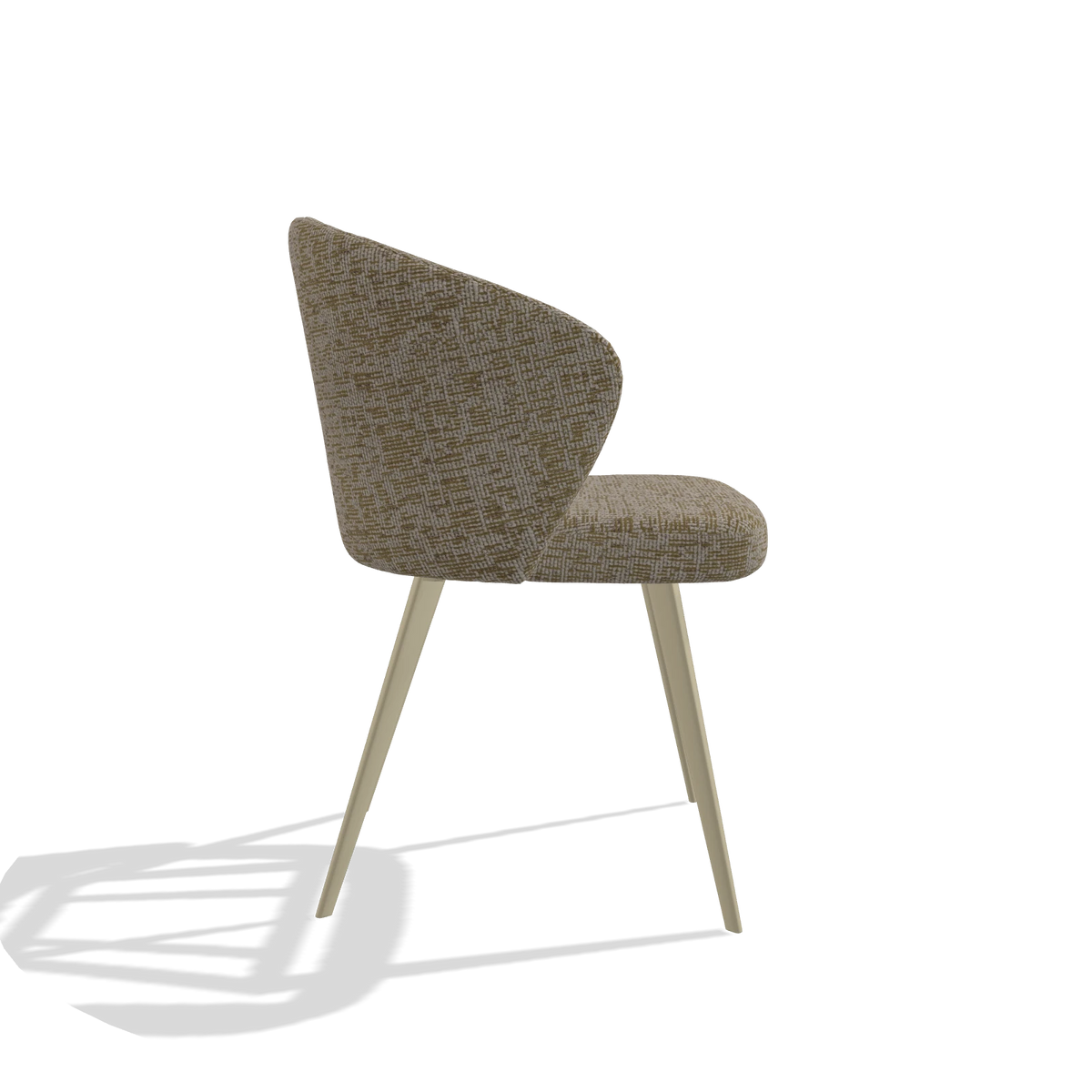 Esszimmerstuhl Lisette 6599 in Stoff Be Fine 25 (Taupe), Beine in Champagner, Seitenansicht
