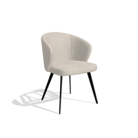 Sedia da pranzo Lisette 6599 in tessuto Boogie 02 (grigio chiaro), gambe in nero, vista angolata