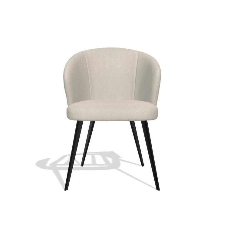 Sedia da pranzo Lisette 6599 in tessuto Boogie 02 (grigio chiaro), gambe in nero, vista frontale