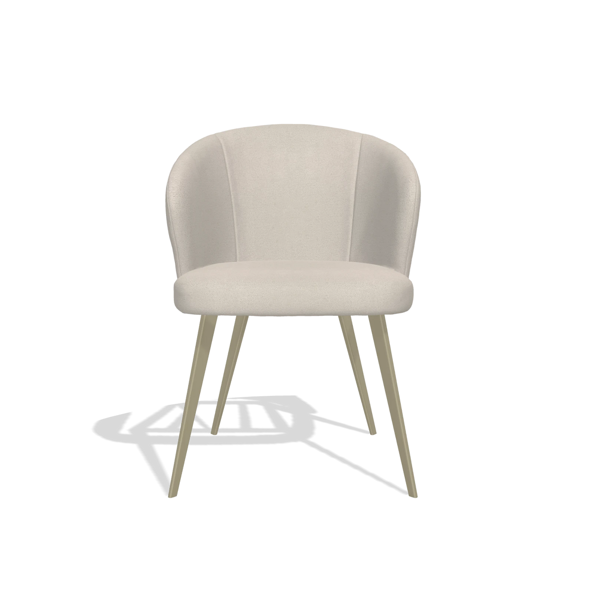 Sedia da pranzo Lisette 6599 in tessuto Boogie 02 (grigio chiaro), gambe in champagne, vista frontale